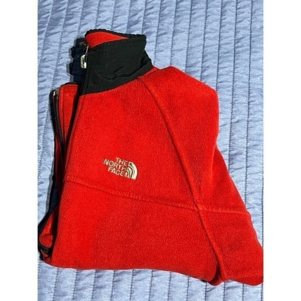 The North Face Youth Red Full Zip Fleece Jacket Mock Neck Size Medium M/M - Picture 9 of 12